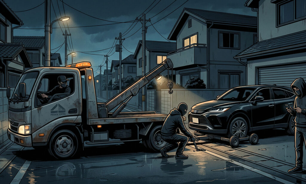 レッカー移動盗難の図